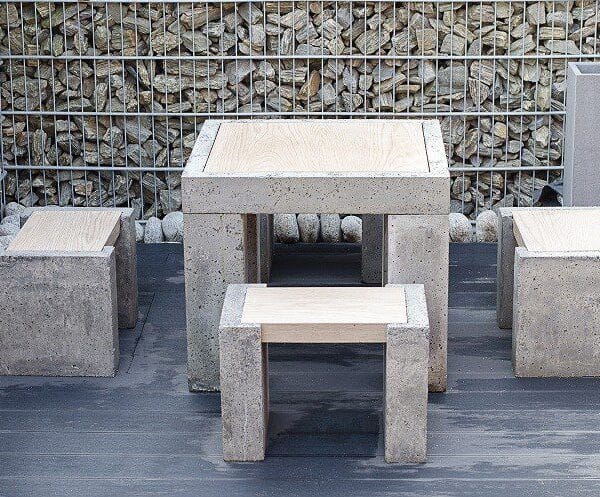 Betonowy Stół "Concrete+Wood Table Set"